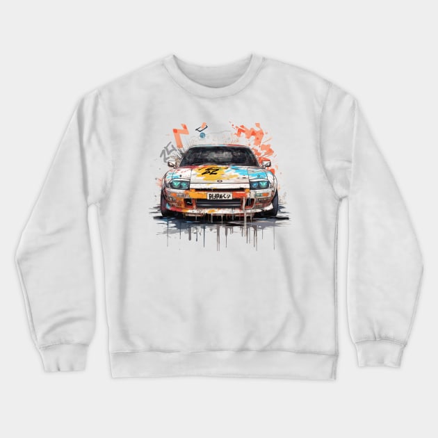 anime art style 1990s japanese old school vintage sport car Crewneck Sweatshirt by bulografik